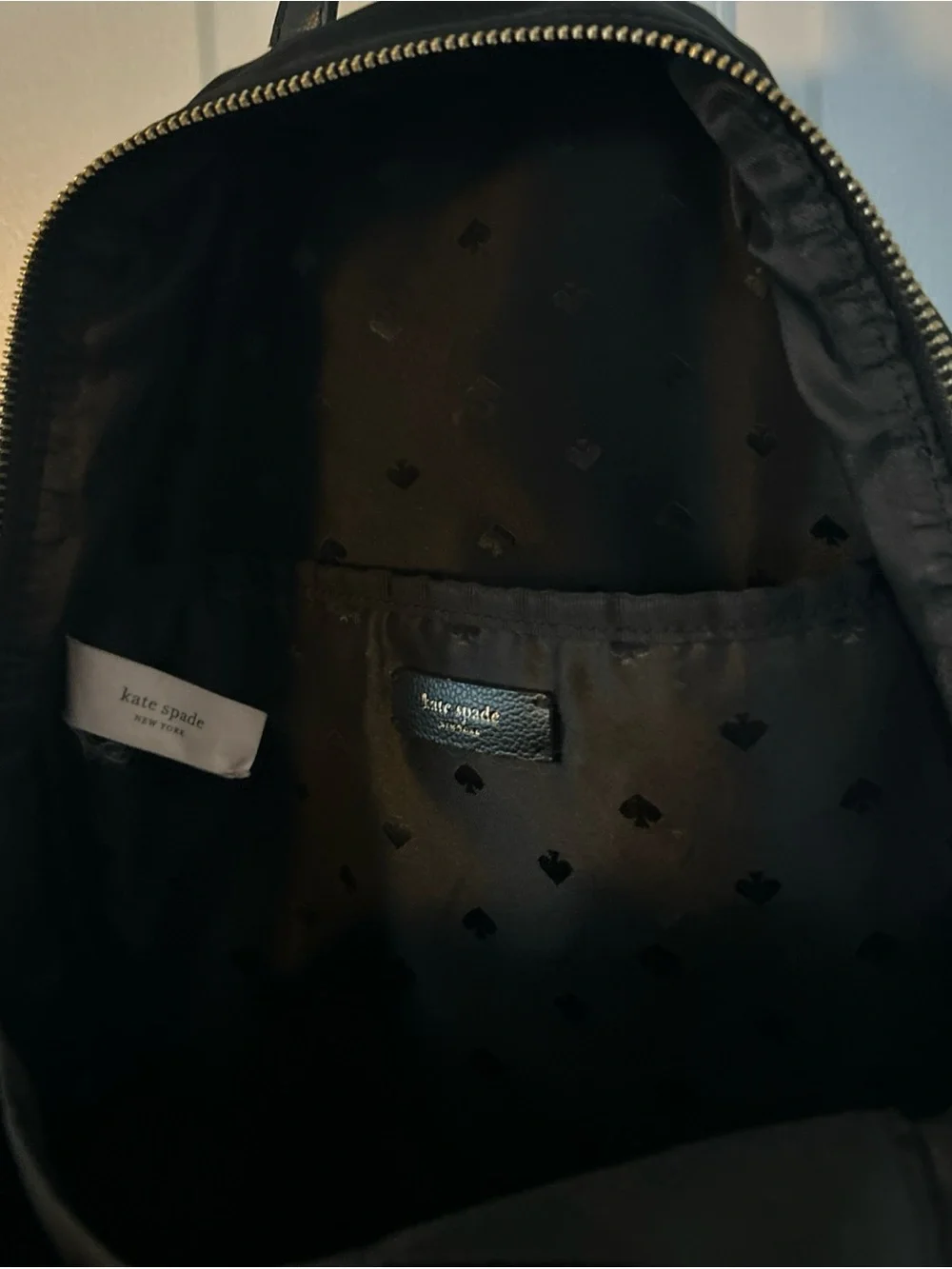 kate spade Black Nylon Backpack with Gold Hardware